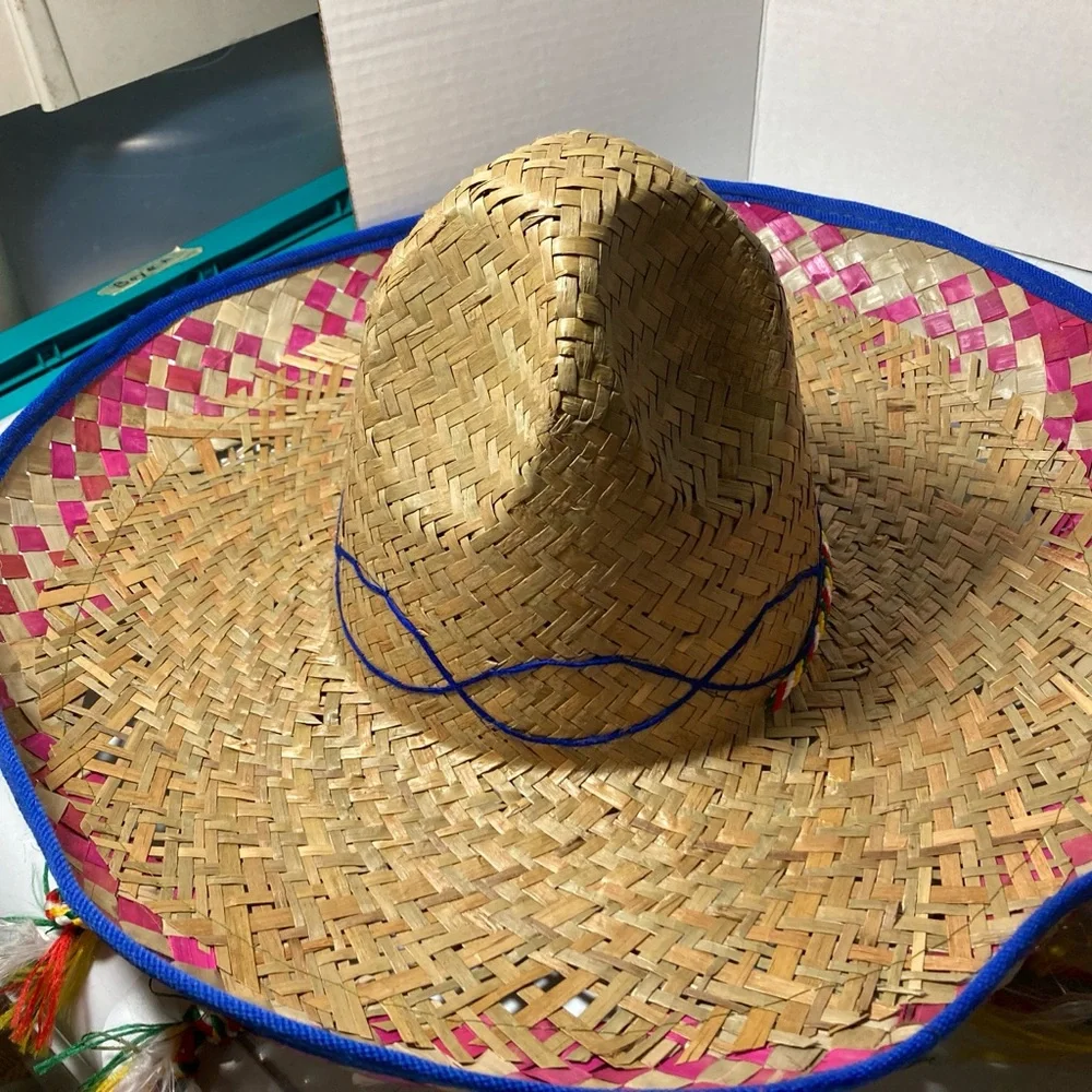 2 Sombrero Hats Costume Straw Adults. Used one time at a party